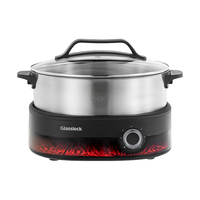 Glasslock/三光云彩 仿真碳火0涂层不锈钢电火锅 6L 多用途锅