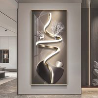 流水鸣弦 现代简约带灯玄关装饰画