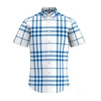 BURBERRY 自营Burberry博柏利男士棉混纺格纹单排扣翻领短袖衬衫正