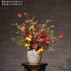 润野 高端大型仿真花艺玫瑰假花轻奢摆件客厅花架绢花酒店前台店面装饰