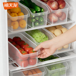 禧天龙 冰箱收纳盒加厚保鲜盒食品接触级蔬菜鸡蛋冷冻储物盒抽屉式整理盒 2.4L 2个装透明款