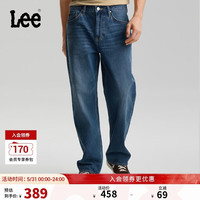 PLUS会员：Lee 26春夏新品五袋款762宽松直筒牛仔裤复古中蓝男 中蓝色 32