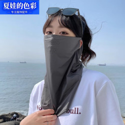 夏娃的色彩 全脸透气遮阳护颈面纱开车