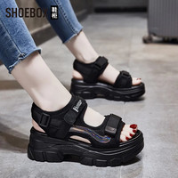 SHOEBOX 增高老爹凉鞋女款2026夏季新款厚底松糕鞋运动沙滩鞋子