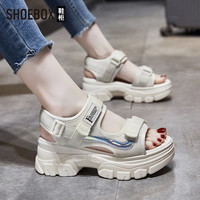 SHOEBOX 老爹凉鞋女款2026夏季新款厚底松糕鞋防滑运动沙滩鞋 鞋子