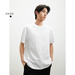 GXG 暗纹设计微廓宽松圆领短袖T恤