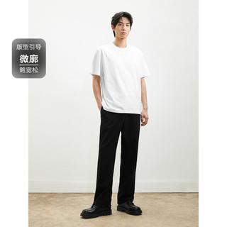GXG 暗纹设计微廓宽松圆领短袖T恤