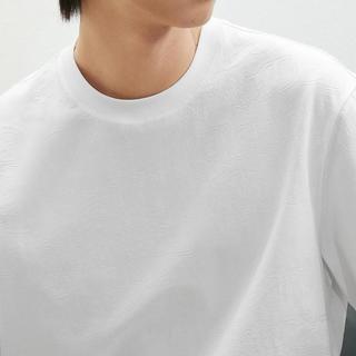 GXG 暗纹设计微廓宽松圆领短袖T恤