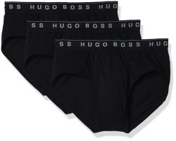 BOSS HUGO BOSS 男士传统棉质三角裤 3 件装,全新黑色,中号