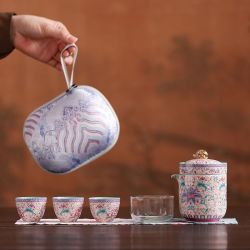 棠门 珐琅彩便携旅行茶具