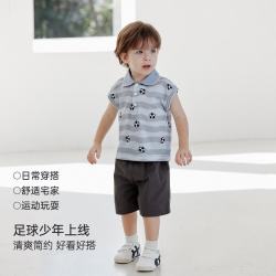 巴厘小猪 男童凉感无袖坎肩两件套 纯棉Polo衫