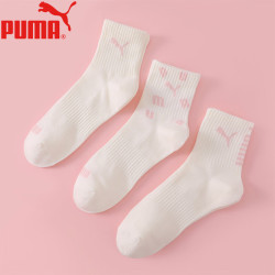 PUMA 女士中筒袜 织花logo舒适骑行运动休闲款 3双装