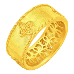 周大福 传承包金丝织锦四叶草足金戒指 EOF1712 7.80g