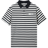 gxgjeans 条纹字母刺绣 翻领短袖POLO衫