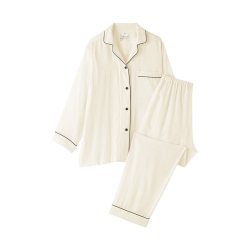 无印良品 MUJI 女式 无侧缝双层纱织长袖睡衣