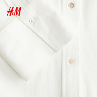 H&M 1271519 亚麻混纺 白色 M 女士衬衫