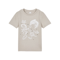 MOUSSY/摩西 复古美式辣妹风做旧印花短袖T恤 070米色 均码