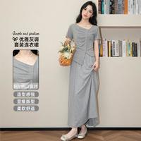 德玛纳 夏季女式休闲短袖连衣裙两件套