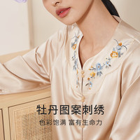 JINSANTA/金三塔 至臻系列桑蚕丝睡衣套装 22姆米 金粉色 XL