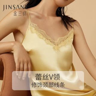悦己主义：金三塔 100%桑蚕丝 女士真丝吊带睡裙 多色可选 YSFAA309
