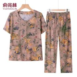 俞兆林 妈妈装春夏季新款睡衣女士中老年舒适显瘦家居服套装短袖居家