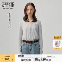 TEENIE WEENIE 小熊女装毛针织衫夏季优雅法式短款V领开衫