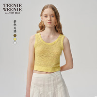 Teenie Weenie小熊针织T恤夏季法式短款镂空背心吊带女装 黄色 L