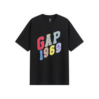 Gap/盖璞 纯棉logo印花宽松圆领短袖T恤 黑色 M