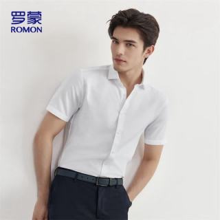 罗蒙 MQ21 凉感棉质 白色 40 男士短袖衬衫