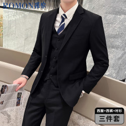 罗蒙 男士商务修身西服套装 新郎结婚礼服外套