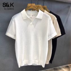 班尼路 S&K系列 冰丝镂空花纹 Polo衫 白色 XL