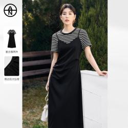 DUIBAI 夏装条纹拼接假两件女式连衣裙