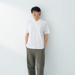 無印良品 MUJI 男式防紫外线凉感珠地网眼短袖POLO衫 白色 M