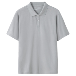 無印良品 MUJI 男式防紫外线凉感珠地网眼短袖POLO衫 灰色 L