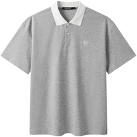 gxgjeans 多色撞色拼接休闲短袖Polo衫 灰色 M