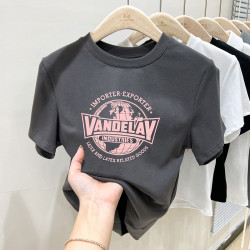 XVRV美式复古百搭印花女上衣高级感洋气休闲运动T恤短袖