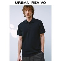URBAN REVIVO UMB460001 棉质半开襟POLO衫 藏青 S
