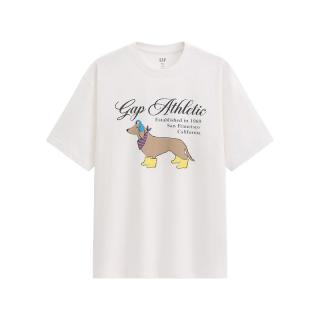 Gap 2026春季logo印花宽松短袖T恤 男性 白色 L