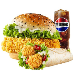 华莱士 香辣鸡腿堡+辣味鸡肉卷 +中可乐 