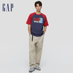 Gap 男女装秋季logo印花宽松短袖T恤休闲上衣 深蓝色 866068 M (170/92A)亚