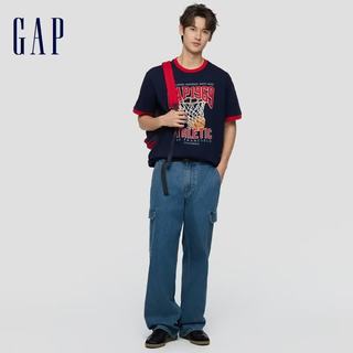 Gap 854334 logo印花宽松 海军蓝 2XL 男士T恤
