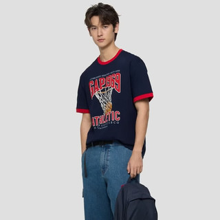 Gap 854334 logo印花宽松 海军蓝 2XL 男士T恤