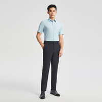 雅戈尔 YSTR110840IBY TR混纺 浅蓝条纹 40码 短袖衬衫