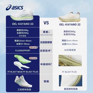 ASICS/亚瑟士 GEL-KAYANO 33 稳定支撑跑鞋 白色/蓝绿色 40.5