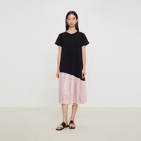 限尺码：URLAZH 浪漫度假风圆领绣花A字不规则拼接鱼尾连衣裙