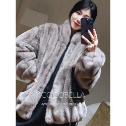 COCOBELLA 轻奢仿貂绒原色环保皮草外套女冬质感小个子毛绒大衣FU3016
