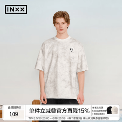 INXX 男女复古斑驳感做旧T恤 蜡染风宽松圆领短袖上衣