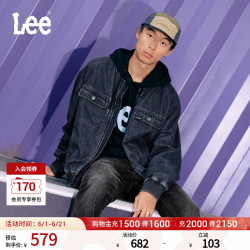 Lee 舒适版棒球领复古深蓝色男女款牛仔飞行夹克外套LUT010801101 深蓝色（尺码偏大，拍小一