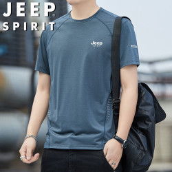 JEEP SPIRIT 吉普父亲节礼物短袖T恤男士夏季圆领冰感轻薄透气速干运动上衣