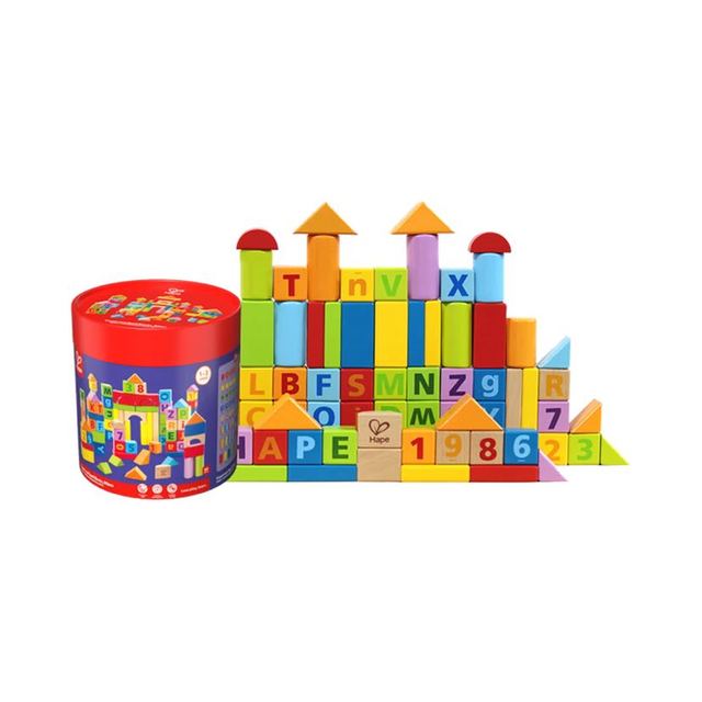 Hape 80粒桶装益智积木 1-3Y E8402